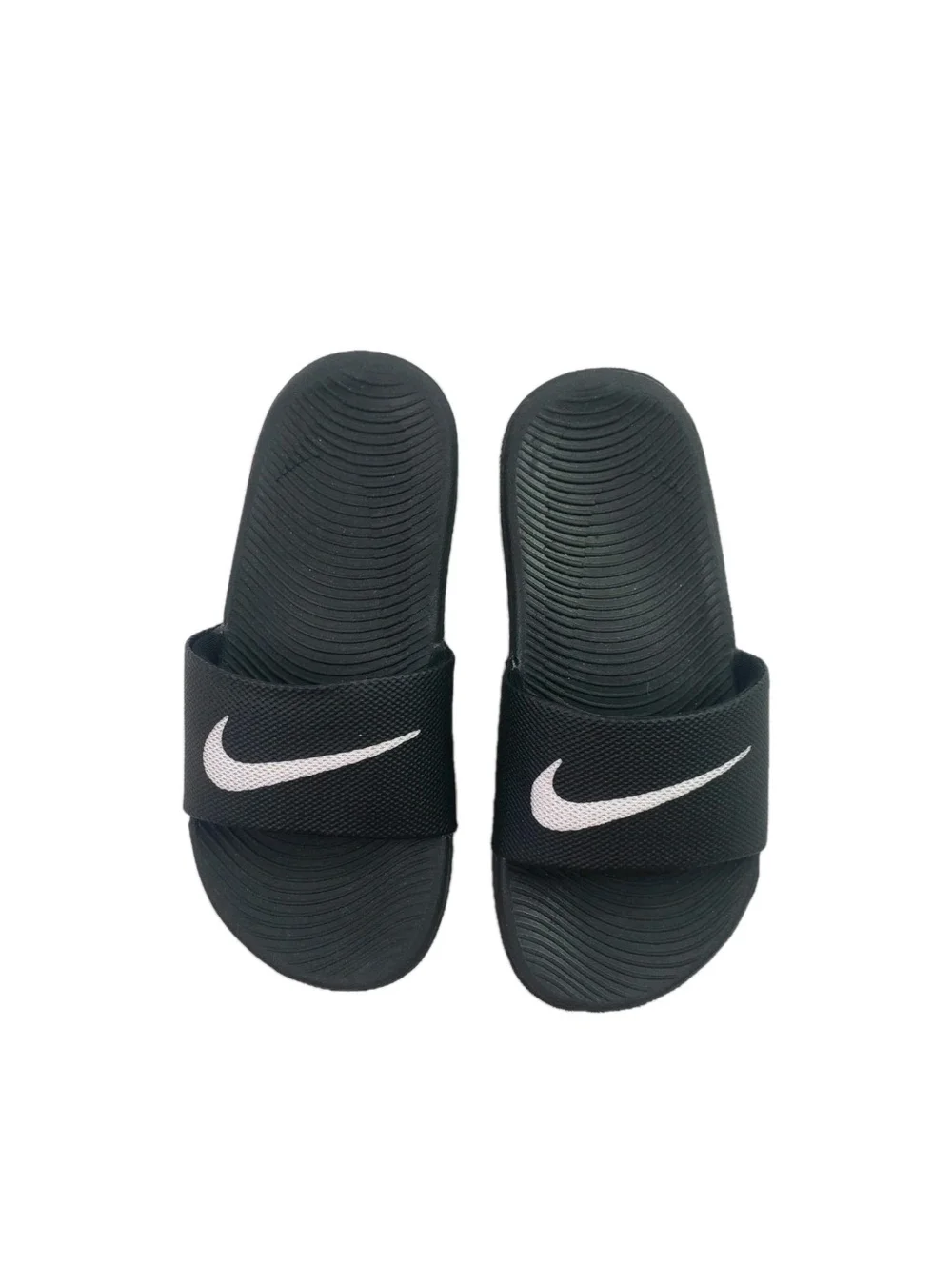 Nike Black Slide Sandals with White Swoosh - Kids Size 13c